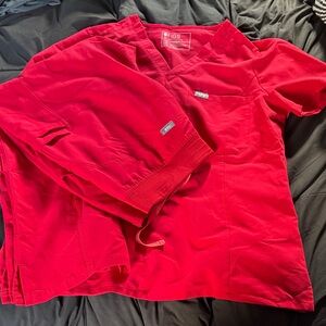Figs Vivid Red Scrub Set